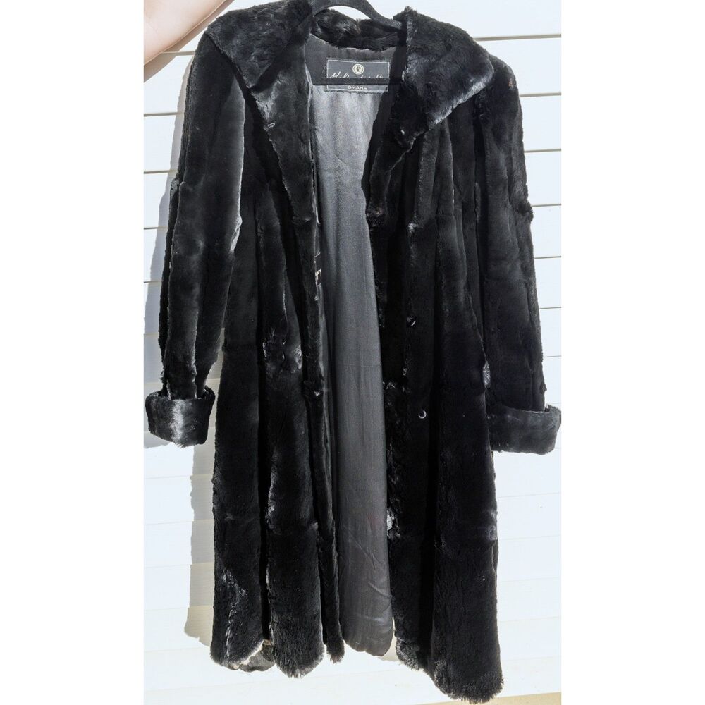 Vintage Kilpatrick's Omaha Northern Seal-Dyed Coney Black Rabbit Fur Coat